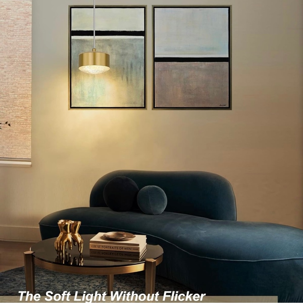 LED Pendant Lights, Mini Hanging Light Fixture with Polish‎ Gold Finish, - Picture 3 of 4